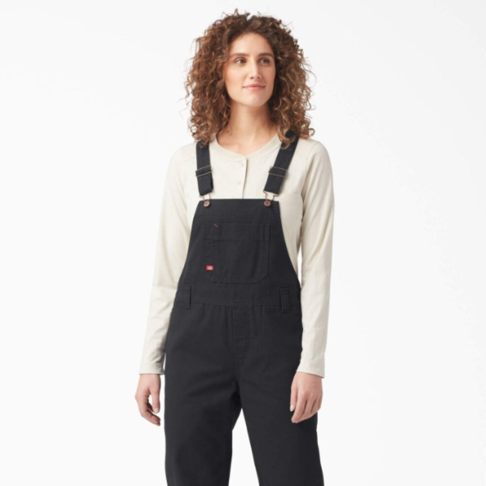 Dickie's Women's Relaxed Fit Bib Overalls XS Rinsed Black